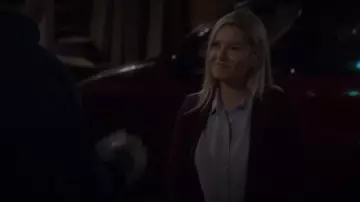 J Crew blue boyfriend button-up shirt worn by Abby (Elisha Cuthbert) in The Ranch Season 4 Episode 3