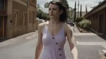 ATMOS&HERE Off White/Lilac Bonnie Button Cami Dress worn by Kirstie Darrow (Hannah Monson) in Glitch Season 3 Episode 5