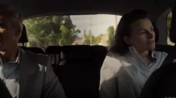 ATMOS&HERE White and Blue Susie Striped Shirt worn by Kirstie Darrow (Hannah Monson) in Glitch Season 3 Episode 6