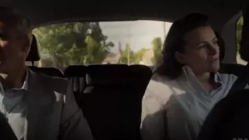 ATMOS&HERE White and Blue Susie Striped Shirt worn by Kirstie Darrow (Hannah Monson) in Glitch Season 3 Episode 6