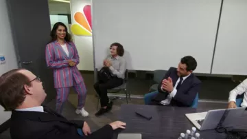 Bcbgmaxazria Striped Slim Ankle Pant worn by Lilly Singh on A Little Late with Lilly Singh September 17, 2019