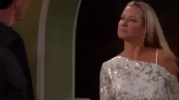 Rachel Zoe Metallic Print One-Shoulder Dress worn by Sharon Case as seen on The Young and the Restless September 17, 2019