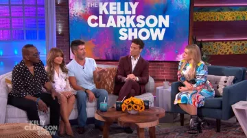 Charles Jeffrey Loverboy Printed Silk Shirt Dress worn by Kelly Clarkson on The Kelly Clarkson Show September 18, 2019