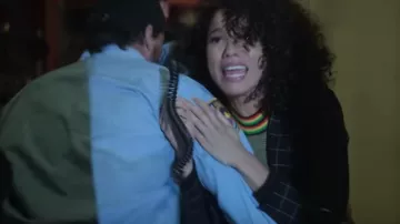 Black checkered blazer jacket worn by Alisha Wainwright in Raising Dion Season 1