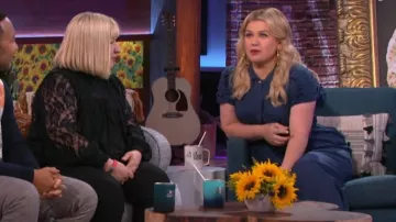 Brogger orla ruffle ripstop wide-leg jumpsuit worn by Kelly Clarkson on The Kelly Clarkson Show September 10, 2019