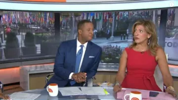 Karen Millen tie belt midi dress worn by Hoda Kotb on Today September 18, 2019