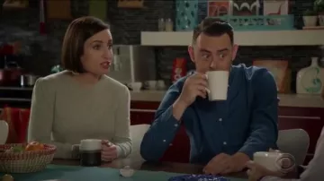 Veronica Beard Jensen Puff Sleeve Cashmere & Silk Two Fer Sweate worn by Jen (Zoe Lister-Jones) in Life in Pieces Season 4 Episode 11