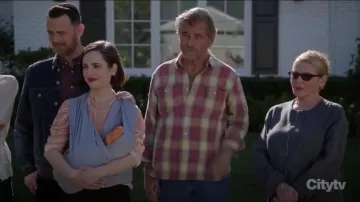 Ulla Johnson Giles Velvet Blouse worn by Jen (Zoe Lister-Jones) in Life in Pieces Season 4 Episode 13