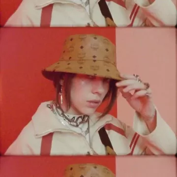 Brown hat worn by Billie Eilish on the Instagram account @billieeilish