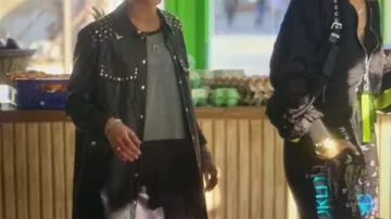 Jacket long-black studded worn by Nadia (Mina El Hammani) in Elite (S02E02)