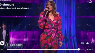 El vestido floral de seda de Joyce Jonathan en 300 Choeurs en France 3 el 20.09.2019