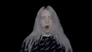Balenciaga print t-shirt in black worn by Billie Eilish for her 1 by 1 Tour Official video (2018)