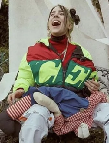 Iceburg Colour Block Jacket worn by Billie Eilish on Instagram picture