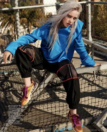 The sneakers roses Sandro Flame Trainers worn by Billie Eilish for the magazine InStyle in January 2018