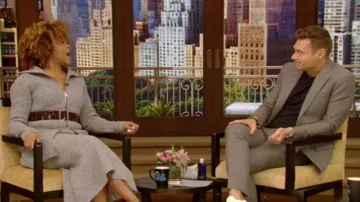 Tibi Fluted melange Knitted Midi Skirt worn by Taraji P. Henson on LIVE with Kelly and Ryan September 19, 2019