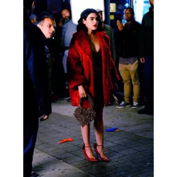 Gucci bow embellished pumps worn by Lucy Hale Filming Katy Keene September 18, 2019