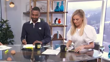 Rachel Comey Blanc Puff sleeve top porté par Morgan Stewart sur E! News Le 20 Septembre 2019