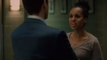 Brown Tee worn by Kendra (Kerry Washington) as seen in American Son