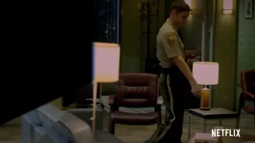 Leather Chair Metal Frame of Larkin (Jeremy Jordan) in American Son