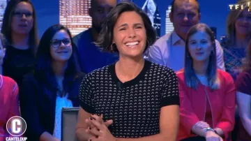 Le pull ajouré noir/blanc Paul Ka de Alessandra Sublet dans C'est Canteloup le 24.09.2019