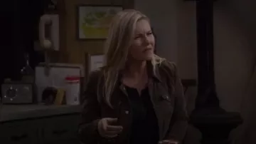 David Lerner Black Snap Front Henley Top worn by Abby (Elisha Cuthbert) in The Ranch Season 4 Episode 5