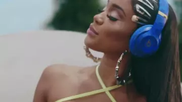 Beats by Dre blue headphones used by Saweetie in her My Type music video