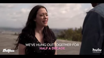 Black shirt worn by Jules (Kat Dennings) in Dollface (S01)