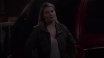 Madewell green surplus jacket worn by Abby (Elisha Cuthbert) in The Ranch Season 4 Episode 6