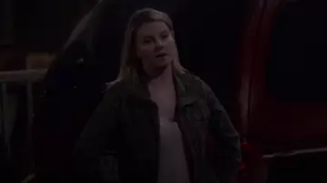Madewell green surplus jacket worn by Abby (Elisha Cuthbert) in The Ranch Season 4 Episode 6