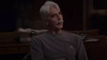 Carhartt purple workwear long sleeve pocket t shirt worn by Beau Bennett (Sam Elliott) in The Ranch Season 4 Episode 6