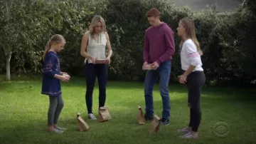 Vans kids old skool worn by (Holly Barrett) in Life in Pieces Season 4 Episode 5