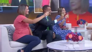 A pea in the pod tie front textured maternity top worn by Dylan Dreyer on Today September 25, 2019