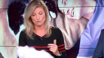 Suéter a rayas con hilos metálicos de Sandrine Arcizet en William al mediodía del 27.09.2019