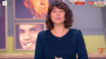 Suéter recto azul marino de Estelle Denis en L'Équipe d'Estelle el 26.09.2019
