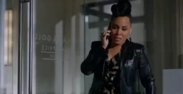 Prabal gurung tiger-striped silk crepe gown worn by Tegan Price (Amirah Vann) in How to Get Away with Murder Season 6 Episode 1