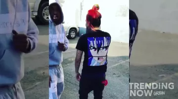 Trapstar white t-Shirt worn by 6ix9ine in 6ix9ine Celebrates 5 Billboard Hits (GUMMO, KEKE, RONDO, BILLY, KOODA) music video by Trending Now Urban