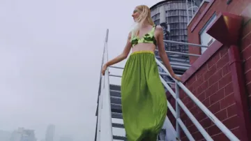hunter schafer green dress Hunter Schafer In mint and gold stripes for the Schiaparelli Fall 2025/Winter 2026 show in Paris