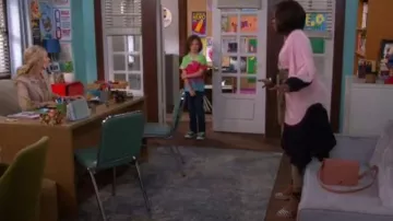 Bcbgmaxazria pink colorblocked wrap dress worn by Tina (Tichina Arnold) in The Neighborhood Season 02 Episode 02