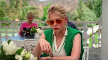 Tory sport white performance piqué ruffle sleeveless polo worn by Astrid (Lucy Boynton) in The Politician Season 1 Episode 3