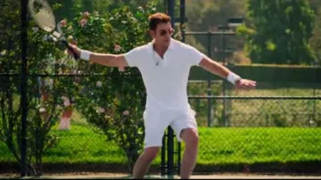 LACOSTE SPORT white stretch cotton jersey wristband worn by Astrid's Dad (Dylan McDermott) in The Politician Season 1 Episode 3