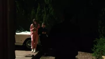 Adidas originals pink striped jersey track pants worn by McAfee (Laura Dreyfuss) in The Politician Season 1 Episode 3