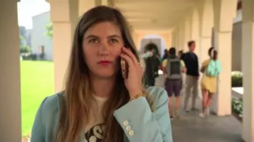 Zara lumière bleu double boutonnage costume porté par McAfee (Laura Dreyfuss) dans Le politique S1E3