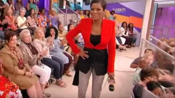 Alexander Wang Plaid pantalones de cigarrillo de cintura alta usados por Tamron Hall en Tamron Hall Show 1 de octubre de 2019