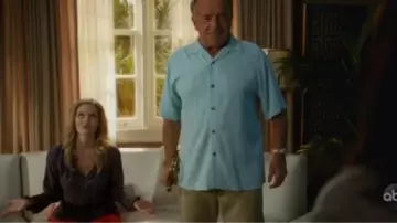 Joie Navy And Red Vivette Leaf Blouse worn by Honey (Chelsey Crisp) in Fresh Off the Boat Season 6 Episode 1