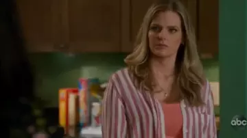 Rails Pink Charli-Carmine Stripe Linen Button Down Shirt worn by Honey (Chelsey Crisp) in Fresh Off the Boat Season 6 Episode 1