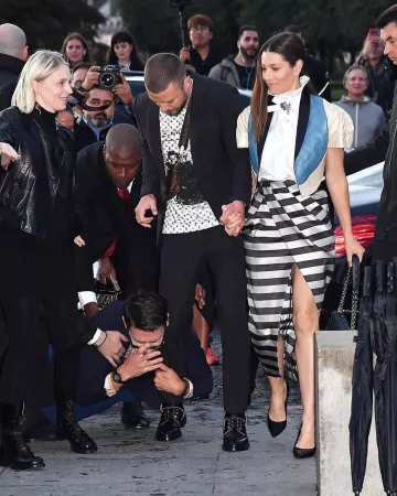 Louis Vuitton Voltaire Ankle Boot Black worn by Justin Timberlake Louis Vuitton Fashion Show in Paris October 1, 2019