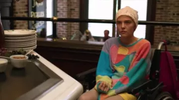 Flying Apple Vintage Retro Colorful Heart Sweater worn by Infinity Jackson (Zoey Deutch) in The Politician Season 1 Episode 4