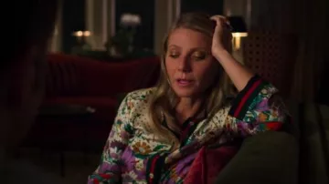 Gucci Grosgrain-trimmed printed silk-twill shirt worn by Georgina Hobart (Gwyneth Paltrow) in The Politician Season 1 Episode 4