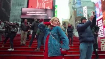 Topshop Blue Oversized Denim Jacket worn by Astrid (Lucy Boynton) in The Politician Season 1 Episode 4