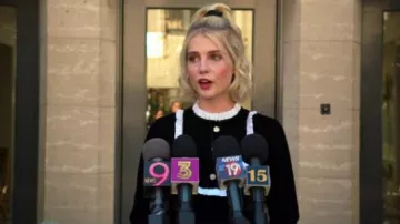 Zara Contrasting Velvet Black and White Dress worn by Astrid (Lucy Boynton) in The Politician Season 1 EPisode 4